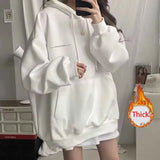 DERMEARNE 100% Cotton Letter Print Loose Sweatshirt Women Autumn Korean Oversized Lazy Style Casual Hoodie Harajuku All Match Streetwear