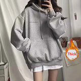 DERMEARNE 100% Cotton Letter Print Loose Sweatshirt Women Autumn Korean Oversized Lazy Style Casual Hoodie Harajuku All Match Streetwear