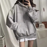 DERMEARNE 100% Cotton Letter Print Loose Sweatshirt Women Autumn Korean Oversized Lazy Style Casual Hoodie Harajuku All Match Streetwear