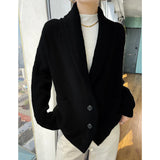 DERMEARNE 100% Wool Ladies Winter Sweater Thickening Cardigan Ladies V-neck Long Sleeve Jacket And Knitted Women Knit Cardigan Sweater