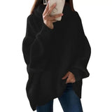 DERMEARNE 2022 Women Sweater Oversized Turtleneck Pile Collar Autumn Winter Long Sweater Loose Pullover Stretchy Knitwear suéteres свитер