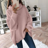 DERMEARNE 2022 Women Sweater Oversized Turtleneck Pile Collar Autumn Winter Long Sweater Loose Pullover Stretchy Knitwear suéteres свитер