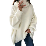 DERMEARNE 2022 Women Sweater Oversized Turtleneck Pile Collar Autumn Winter Long Sweater Loose Pullover Stretchy Knitwear suéteres свитер
