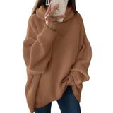 DERMEARNE 2022 Women Sweater Oversized Turtleneck Pile Collar Autumn Winter Long Sweater Loose Pullover Stretchy Knitwear suéteres свитер