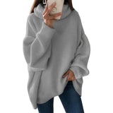 DERMEARNE 2022 Women Sweater Oversized Turtleneck Pile Collar Autumn Winter Long Sweater Loose Pullover Stretchy Knitwear suéteres свитер