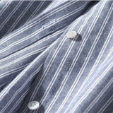 DERMEARNE 2025 Autumn and Winter New Korean Version Commuter Women's Clothing Splice Button 3/4 Sleeve POLO Collar Versatile Striped Shirt