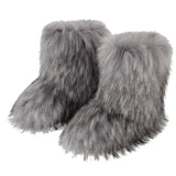 Dermearne New y2k Women's Winter Snow Boots Outdoor Luxury Furry Faux Fox Fur New Fashion Boots WomanPlush Warm Platform Shoes Bottes