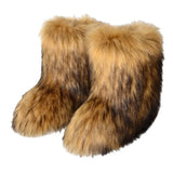 Dermearne New y2k Women's Winter Snow Boots Outdoor Luxury Furry Faux Fox Fur New Fashion Boots WomanPlush Warm Platform Shoes Bottes