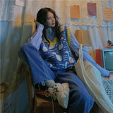 DERMEARNE 2024 Winter Women Sweater Vest Chic Cartoon Duck Embroidery Jacquard Knitted Sleeveless V-neck Sweet Sweaters Girl Pullovers Top