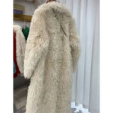 DERMEARNE 2025 Autumn/Winter New High-End Lamb Wool Coat  Medium Length Fluffy Fur High Quality  Women Fuzzy Clothing Turn-down Collar