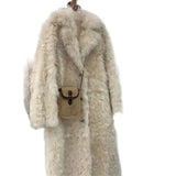 DERMEARNE 2025 Autumn/Winter New High-End Lamb Wool Coat  Medium Length Fluffy Fur High Quality  Women Fuzzy Clothing Turn-down Collar