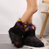 DERMEARNE 2025 Autumn and Winter New Plus Size Women's Mid Length Snow Boots European and  Style Comfortable Fit Round Toe