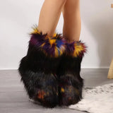 DERMEARNE 2025 Autumn and Winter New Plus Size Women's Mid Length Snow Boots European and  Style Comfortable Fit Round Toe