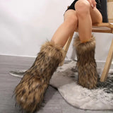 DERMEARNE 2025 Autumn and Winter New Plus Size Women's Mid Length Snow Boots European and  Style Comfortable Fit Round Toe