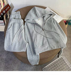 DERMEARNE 2024 Fall Winter Fashion Loose Sweatshirt Sweatpants Sports Suit Women New Casual Two-piece Long-sleeve Zipper Drawstring Hooded