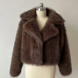 DERMEARNE 2025 Luxury Brand Autumn Winter Fur Coat Women Short Lazy Wind Fox Fur Jacket Cropped Fluffy Casaco De Pele Feminino