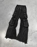 DERMEARNE 2025 New Gothic Retro Jeans for Men Wide Leg Straight Black Y2k Baggy Jeans Harajuku Hip Hop High Waist Denim Pants Streetwear