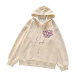 DERMEARNE 2024 New Sanrio Hello Kitty Jacket 2000s Zip Hoodie White Sweatshirt Young Women Fall Winter Kawaii Lolita Jacket Student Tops