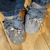 DERMEARNE 2025 New Spring Women Ballet Shoes Fashion Blue Denim Flat shoes Round Toe Shallow Slip On Ladies Ballerinas Shoes Mary Jane