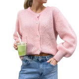 DERMEARNE 2025 New Women Button up Sweaters Casual Lightweight Solid Color Knit Cardigans Warm Fall Knitwear for Streetwear