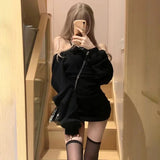 DERMEARNE 2025 Spring Casual Knitted Dress Women Long Sleeve Y2k Clothing Bodycon Black Mini Dress Office Lady Party One Piece Dress Korea
