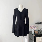 DERMEARNE 2025 Spring Knitted Y2k Short Party Dress Women White Elegant Slim Mini Dress Casual Kawaii One Piece Dress Korean Fashion Chic