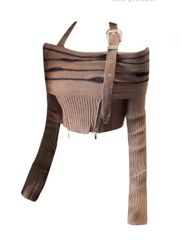 DERMEARNE 2025 Summer Korean Fashion 2 Piece Set Woman Casual Knitted Sweater + Vintage Denim Shorts Skirt Party Elegant Clothing Outfits