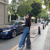 DERMEARNE 2024 Women Fashion Denim Jeans Harajuku Loose Wide Leg Long Pants Woman Casual Streetwear Baggy Demin Trousers Female Clothes
