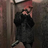 DERMEARNE 2025 Women Fashion Solid Color Lamb Wool Outwear Spring Autumn Female Loose Plush Coat Ladies Medium Long Styles Faux Fur Jacket