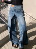 DERMEARNE 2025 Y2K Style New Rock Hip Hop Baggy Wide Leg Jeans Pants Women 90S Clothes Vintage Straight Lady Denim Trousers Ropa Mujer