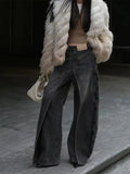 DERMEARNE 2025 Y2K Style New Rock Hip Hop Baggy Wide Leg Jeans Pants Women 90S Clothes Vintage Straight Lady Denim Trousers Ropa Mujer
