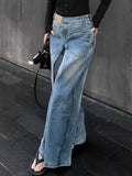 DERMEARNE 2025 Y2K Style New Rock Hip Hop Baggy Wide Leg Jeans Pants Women 90S Clothes Vintage Straight Lady Denim Trousers Ropa Mujer