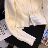 DERMEARNE 2025 Autumn and Winter Embroidery Unique Women Knitted Cardigan Sweater Coat Korean Version Vintage Female Sweater Jacket