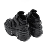 DERMEARNE 2025 New Punk Style Women Shoes Gothic Ankle Rock Boots Lace-up Heel Height 9CM Platform Shoes Woman Metal Decor Woman Sneakers