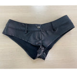 DERMEARNE 2025 New Sexy Nightclub Low Waist Patent Leather Pu Button Zipper Shorts For Women