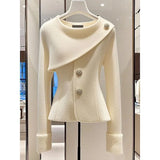 DERMEARNE 2025 Spring Autumn High End Unique Super Good-Looking Temperament Hooded Top Fashionable Western Style Small Fragrant White Coat