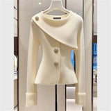 DERMEARNE 2025 Spring Autumn High End Unique Super Good-Looking Temperament Hooded Top Fashionable Western Style Small Fragrant White Coat