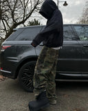 DERMEARNE 2025 new Goth fashion camouflage design jeans for men Y2k Pants Harajuku retro Streetwear casual loose striped wide-leg pants