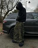 DERMEARNE 2025 new Goth fashion camouflage design jeans for men Y2k Pants Harajuku retro Streetwear casual loose striped wide-leg pants