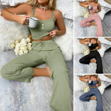 DERMEARNE 2Pcs Women Pajama Set Sexy Lace Adult Women Casual Two-piece Set Comfortable Polyester Women's Summer Sleepwear Set for Sleeping