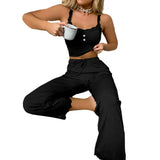 DERMEARNE 2Pcs Women Pajama Set Sexy Lace Adult Women Casual Two-piece Set Comfortable Polyester Women's Summer Sleepwear Set for Sleeping