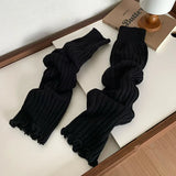DERMEARNE 57cm Sweet Japanese Lolita Leg Warmers Women Ankle Warmer for Girls Gothic Long Socks Y2K Thin Knitted Cosplay Heap Heap Socks