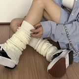 DERMEARNE 57cm Sweet Japanese Lolita Leg Warmers Women Ankle Warmer for Girls Gothic Long Socks Y2K Thin Knitted Cosplay Heap Heap Socks