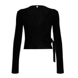 DERMEARNE Absobe Autumn Winter Loose Pants Leisure Suit Women Flare Sleeve Crop Cardigan Top Lace-up Solid 2 Piece Set Fashion Outfit