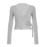 DERMEARNE Absobe Autumn Winter Loose Pants Leisure Suit Women Flare Sleeve Crop Cardigan Top Lace-up Solid 2 Piece Set Fashion Outfit