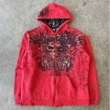 DERMEARNE American Retro Brown Stitching Fashion Sweatshirt Zipper Hoodie Men's And Women's Y2K Harajuku Hip-Hop Gothic Casual Joker Coat