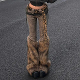 DERMEARNE American Retro Raw Edge Micro-flared Jeans Millennial Fashion High Street Jeans Harajuku Hip Hop Y2k Trousers Vintage Clothes