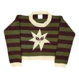 DERMEARNE American Retro Stripe Sweater, Round Neck Pullover, Printed Pattern, European and American Fashion, Autumn and Winter, 2025Y2