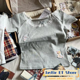 DERMEARNE American Style Black Polka Dot Lace Short Sleeve T-shirt Women Sexy Slash Neck Slim Retro Crop Top Cotton Blend Short Tees Shirt