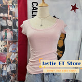 DERMEARNE American Style Black Polka Dot Lace Short Sleeve T-shirt Women Sexy Slash Neck Slim Retro Crop Top Cotton Blend Short Tees Shirt